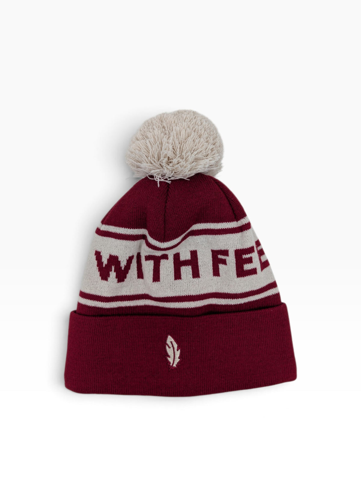 Gåshud Signature Classic PomPom Beanie – Burgundy/Off White