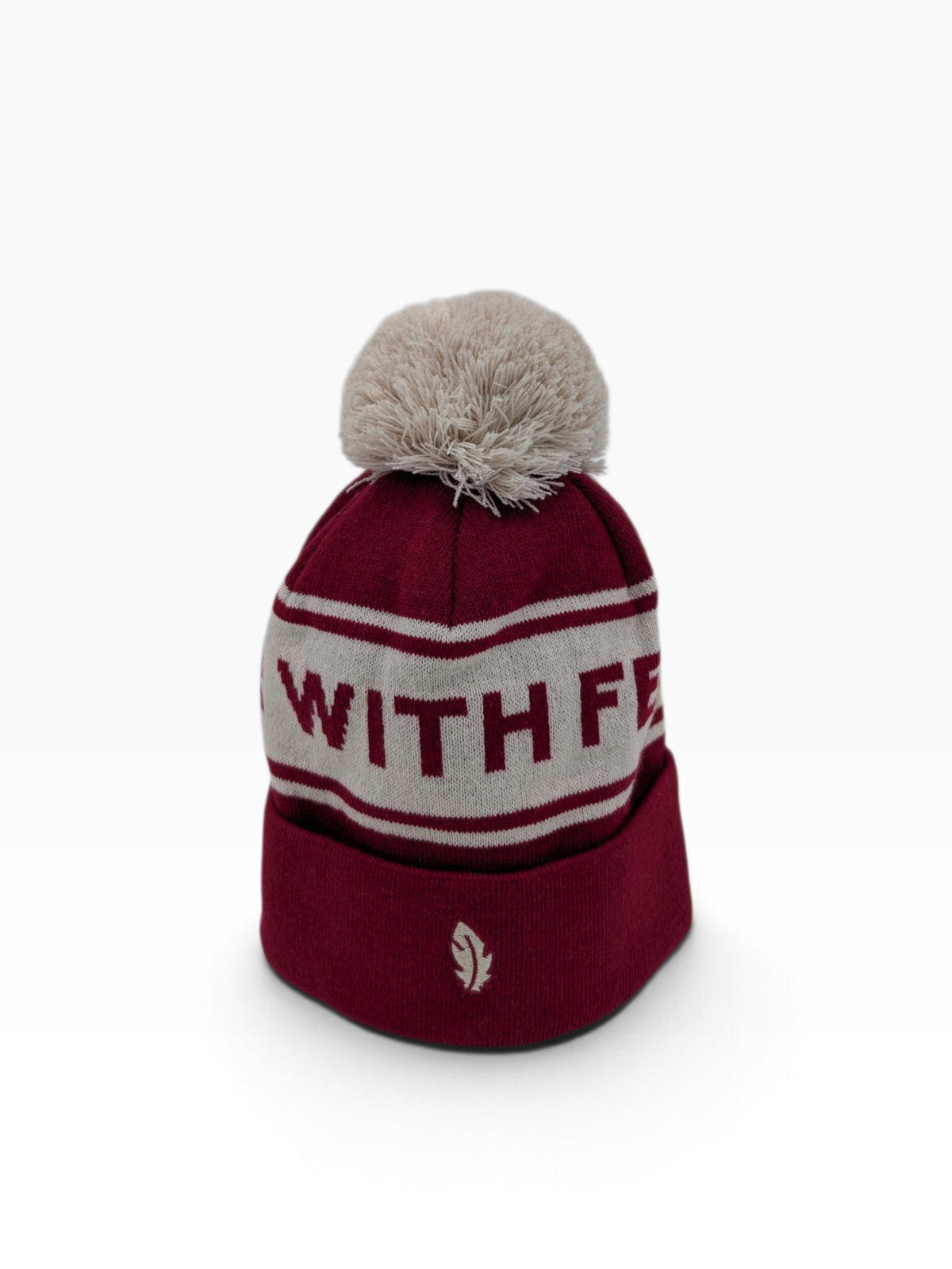 Gåshud Signature Classic PomPom Beanie – Burgundy/Off White
